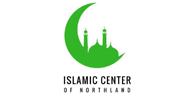 Logo of the Islamic Center of Northland featuring a green crescent moon and a mosque silhouette with minarets.