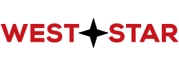 Logo displaying "West Star" in red text with a black and white star graphic in the center.